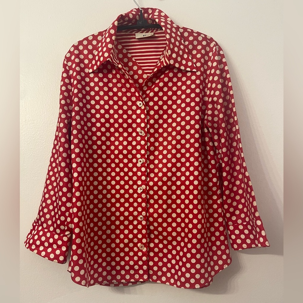 Vintage Franken Walder red white stripes medium